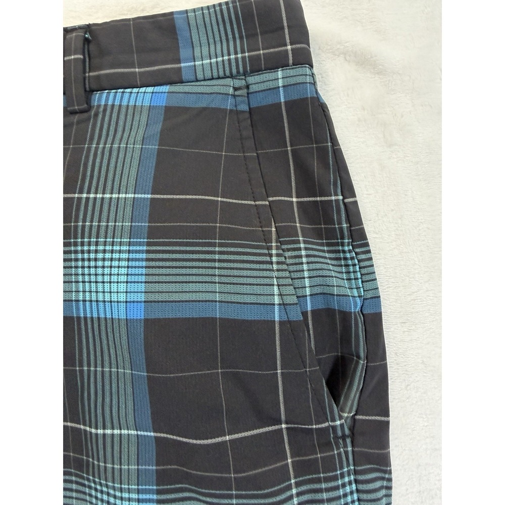 Slazenger Black/Blue Plaid Golf Bermuda Shorts 36 Performance Preppy 10" Inseam - Picture 7 of 9